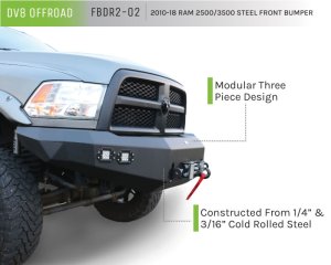Dodge Ram 2500 Front Bumper - DV8 Offroad - Steel Construction, 2 Stage Powder Coat Finish, Accommodates Up to a 12,500 lbs. Winch - Textured Black - `10-`14